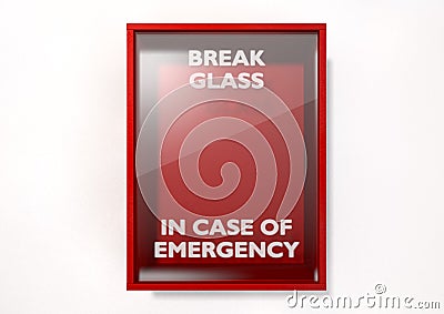 Break In Case Of Emergency Red Box Stock Photo