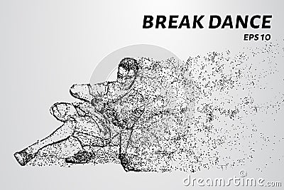 Break dance of particles. Breakdance consists of dots and circles Stock Photo
