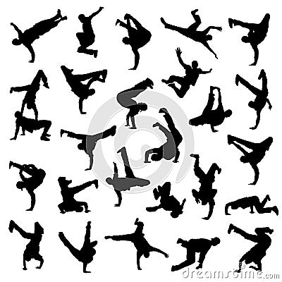 Break Dance silhouettes Vector Illustration