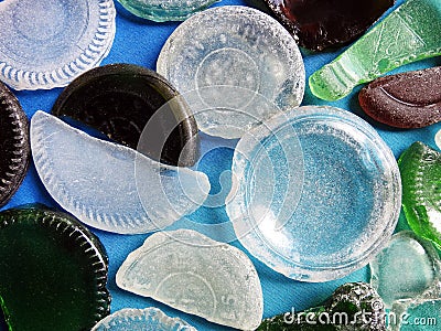 Break different glass pieces from Baltic sea , Lithuania Stock Photo