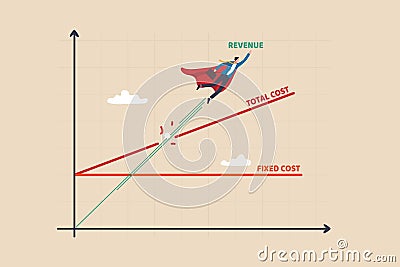 Break even point, business strategy plan revenue growing up to break point and business earn profit, success company growth Vector Illustration