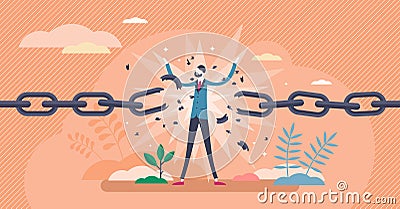 Break free concept,flat tiny person vector illustration Vector Illustration