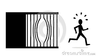 Break free concept, jailbreak, escape from jail Vector Illustration