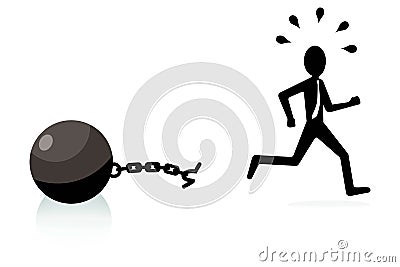 Break free concept, man breaking chains and escaping Vector Illustration