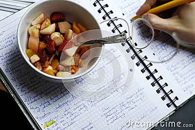 Break for fruit salad Stock Photo