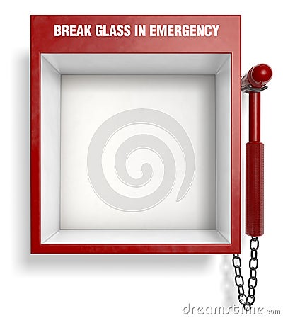 Break Glass in Emergency Stock Photo