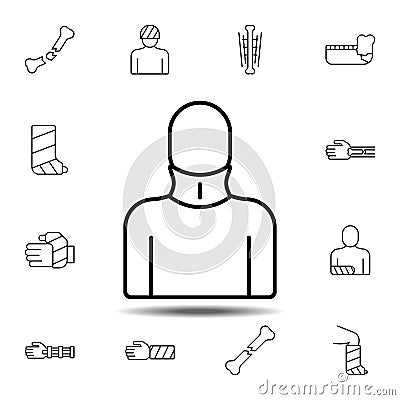 break, neck, gypsum icon. Simple thin line, outline vector element of Bone injury icons set for UI and UX, website or mobile Stock Photo