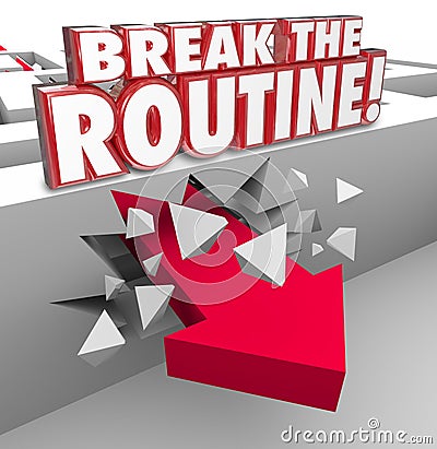 Break the Routine Arrow Through Maze Spontaneous Action Avoid Bo Stock Photo