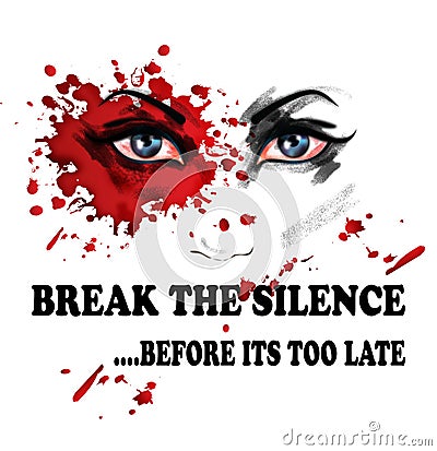 Break the silence for violence against women Cartoon Illustration