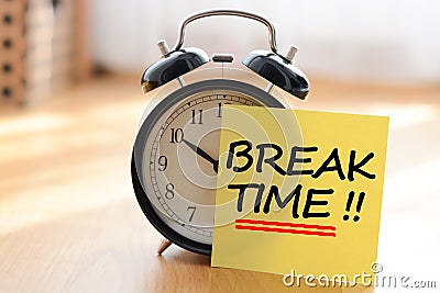 Break time concept with classic alarm clock Stock Photo