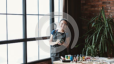 Break time rest relaxation delight artist woman Stock Photo