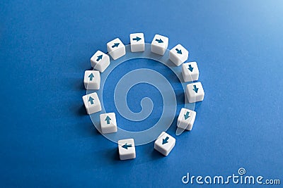 Break the vicious circle. Break the endless cycle. Run from routine. Think different. Rethink your life and career, make changes. Stock Photo
