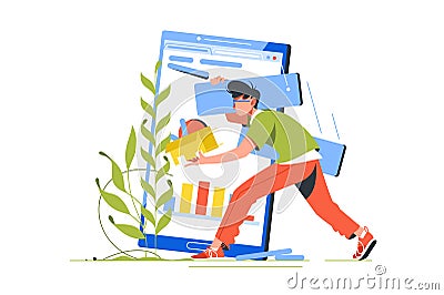 Breakage in wireless device and programmer character Vector Illustration