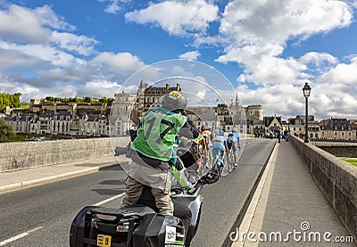 The Breakaway and the Amboise Chateau- Paris-Tours 2017 Editorial Stock Photo