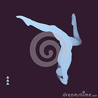 Breakdance or Hiphop Concept. Silhouette of a Dancer. 3D Model of Man. Vector Illustration