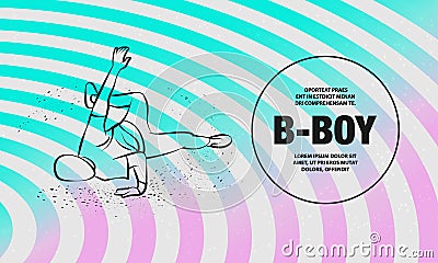 Breakdancer makes a frieze. Vector outline of Street dancing illustration. Cartoon Illustration