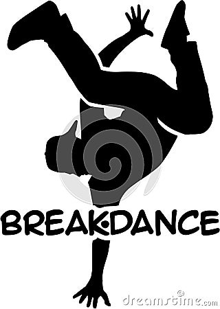 Breakdancing silhouette with word Vector Illustration