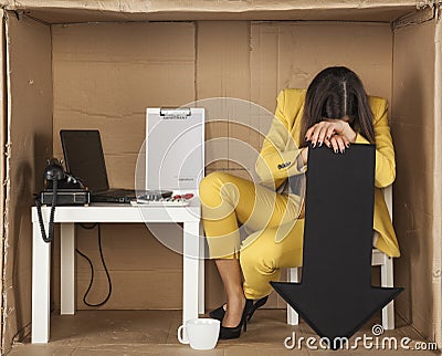 Breakdown and depression due to bankruptcy Stock Photo