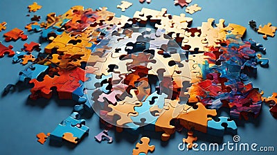 A breaked picture puzzle-unleash your mind-Generative AI Stock Photo