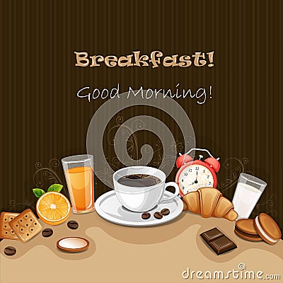 Breakfast background with coffee. Stock Photo