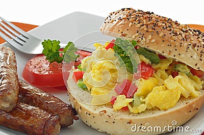 Breakfast Bagel Stock Photo