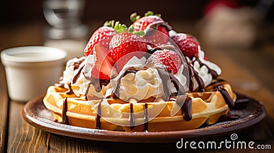 breakfast bakery waffle food Cartoon Illustration