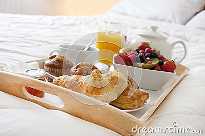 Breakfast in bed Stock Photo