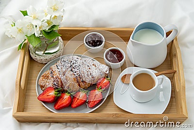 Breakfast in bed. Stock Photo