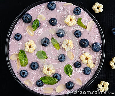 Breakfast berry smoothie bowl Stock Photo
