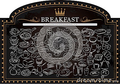 Breakfast on Blackboard Vector Illustration