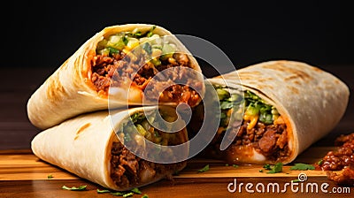 Breakfast burrito with side of salsa Stock Photo