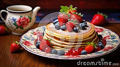 breakfast buttermilk pancake food Cartoon Illustration