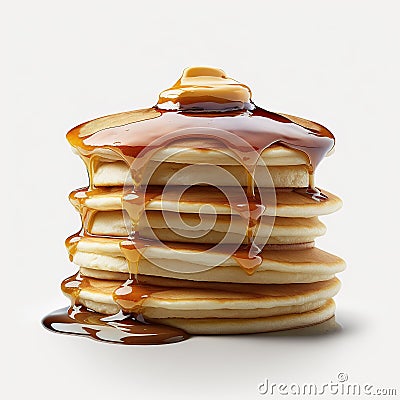 A ?Breakfast Buttermilk Pancakes, Isolated on White Background - Generative AI Stock Photo