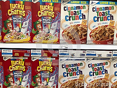 Breakfast Cereal Boxes Editorial Stock Photo
