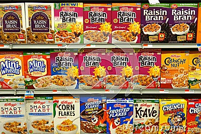 Breakfast Cereal Boxes Editorial Stock Photo