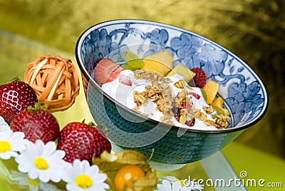 Breakfast Cereal with Strawberries Stock Photo