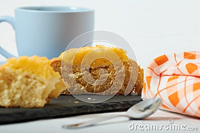coconut cream bun breakfast Stock Photo