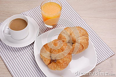 Breakfast coffee and orange juice Stock Photo