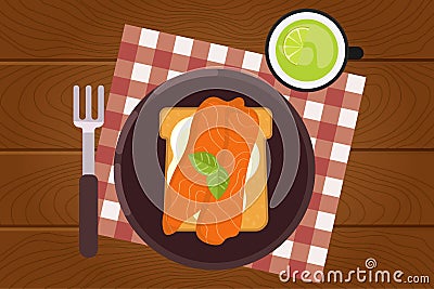 Breakfast concept. Healthy food. Flat style illustration. Vector illustration Cartoon Illustration