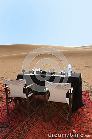 Breakfast in the desert Stock Photo