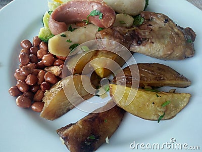 Breakfast diet menu on white plate Stock Photo