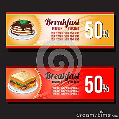 Breakfast discount voucher Vector Illustration