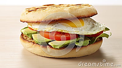 breakfast english muffin sandwich Cartoon Illustration