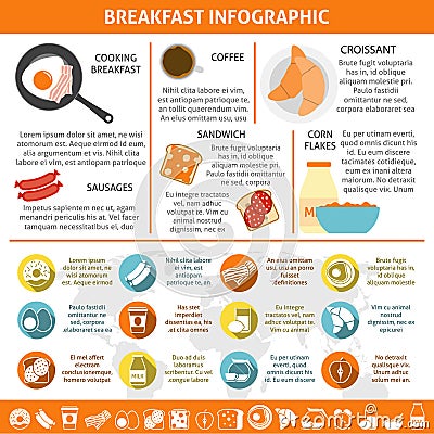 Breakfast Flat Color Infographic Vector Illustration