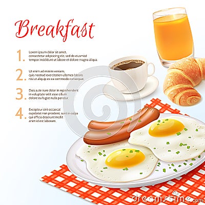 Breakfast Food Background Vector Illustration