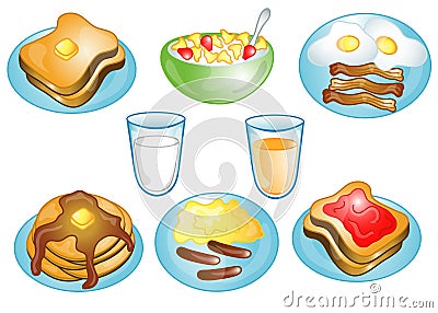 Breakfast Food icons Vector Illustration