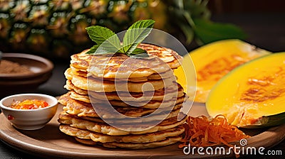 breakfast fried pancake food Cartoon Illustration