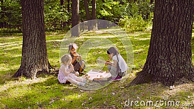 Breakfast on the grass in the park Stock Photo