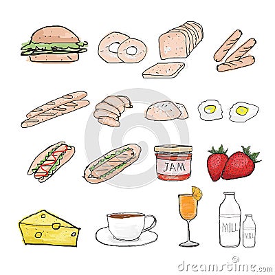 Breakfast Hand drawing sketch Vector Illustration