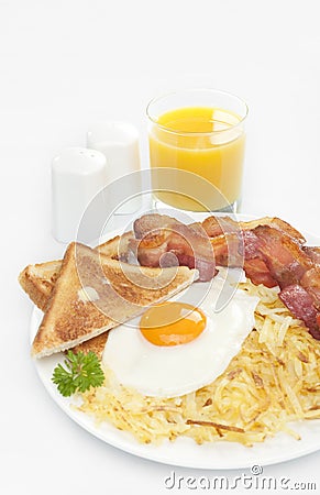 Breakfast Hash Browns Bacon Fried Egg Toast Stock Photo